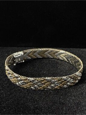 Two-Tone Sterling Silver Italian Woven Bracelet